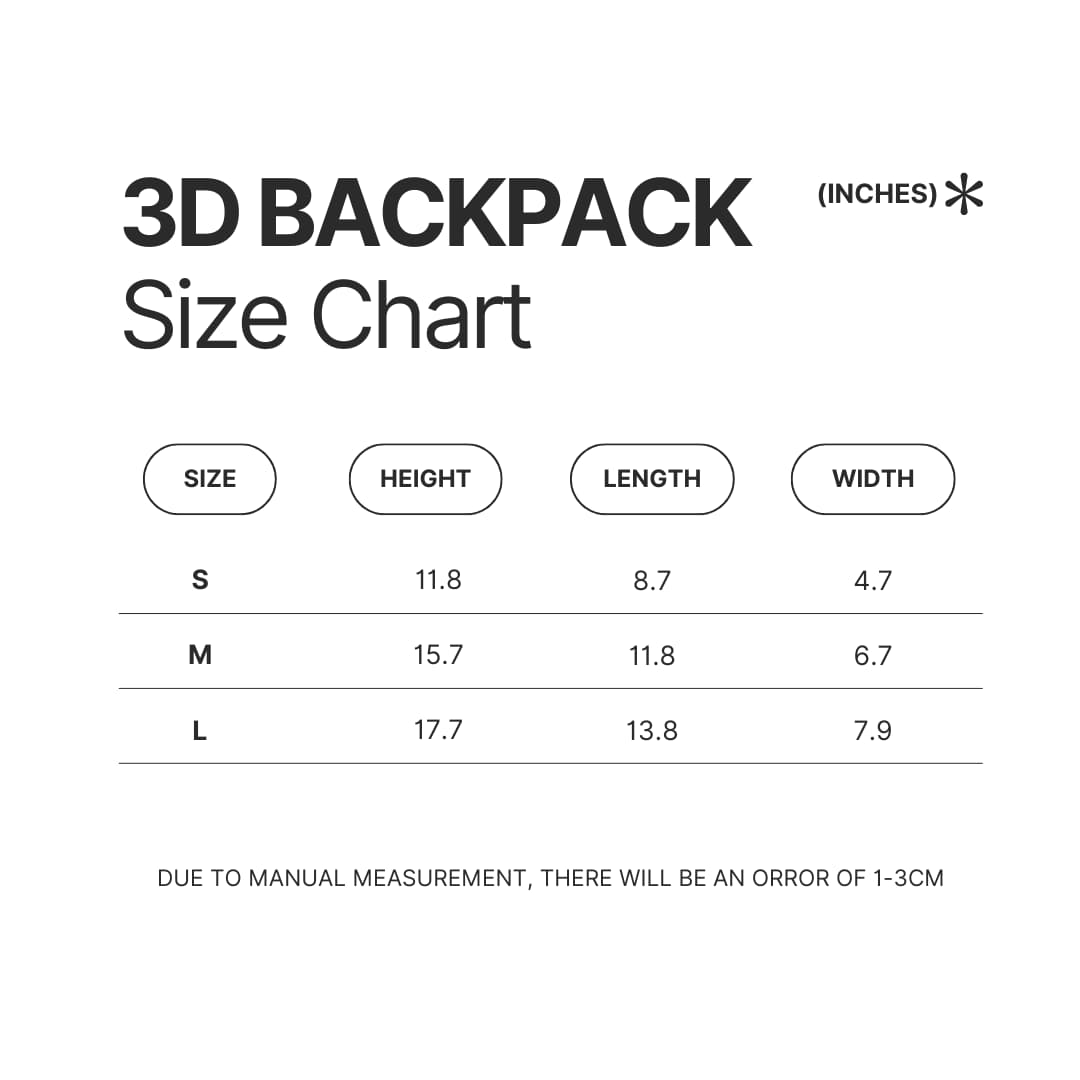 3D Backpack Size Chart - Noragami Store